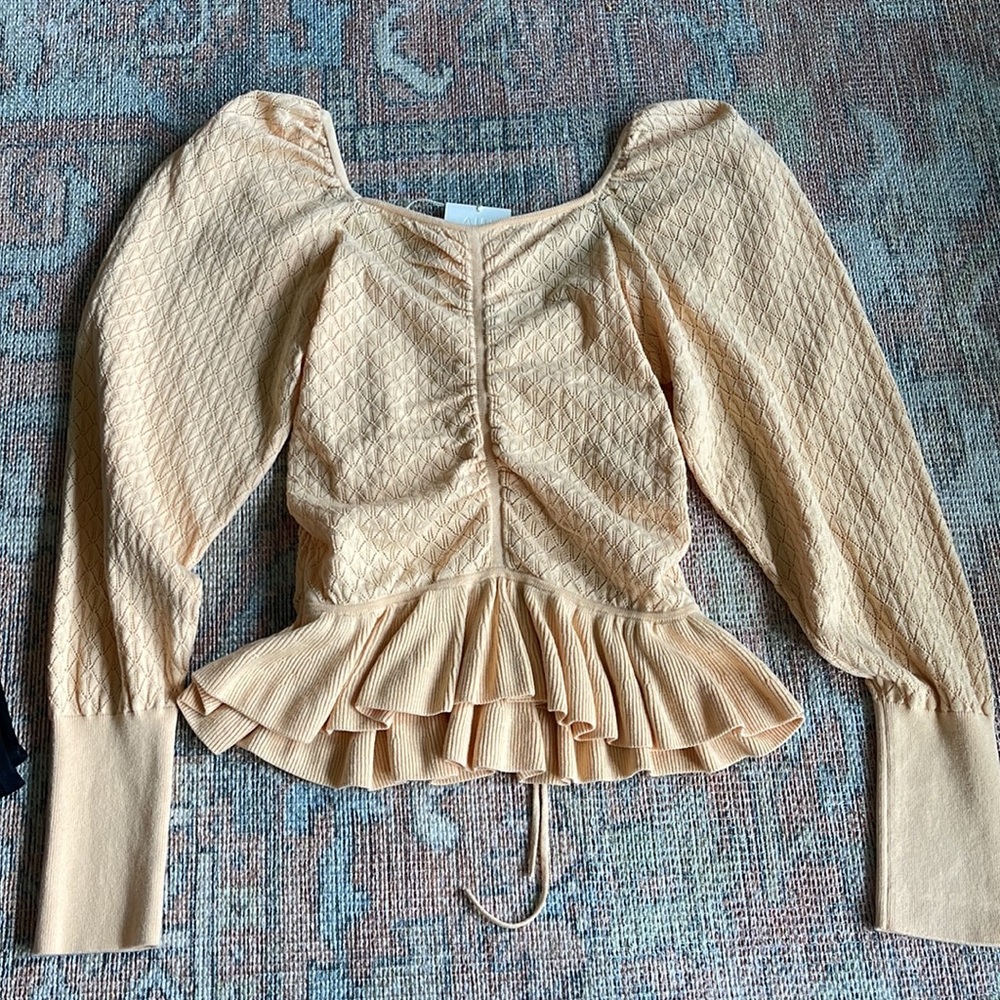 Ulla Johnson Leland Peplum Top in Honey Peach - Picture 7 of 8